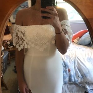 White, off the shoulder formal dress